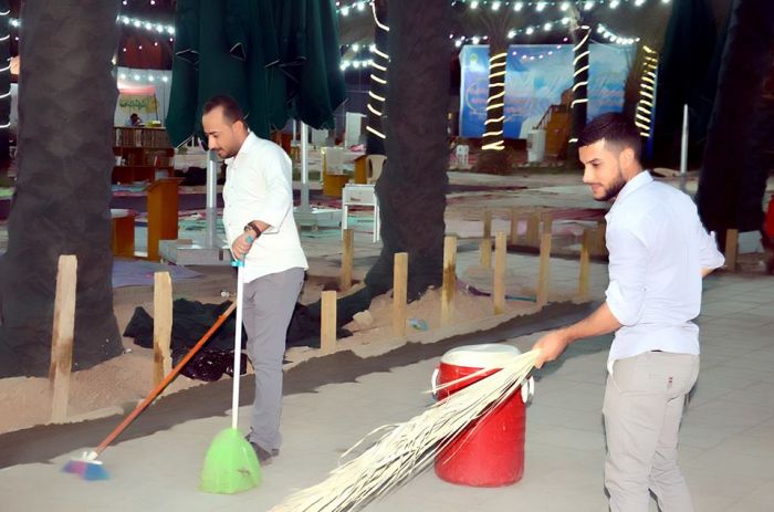 حملة تنظيف واسعة شَملت صحن ام البنين (عليها السلام) والمناطق المُحيطه به .