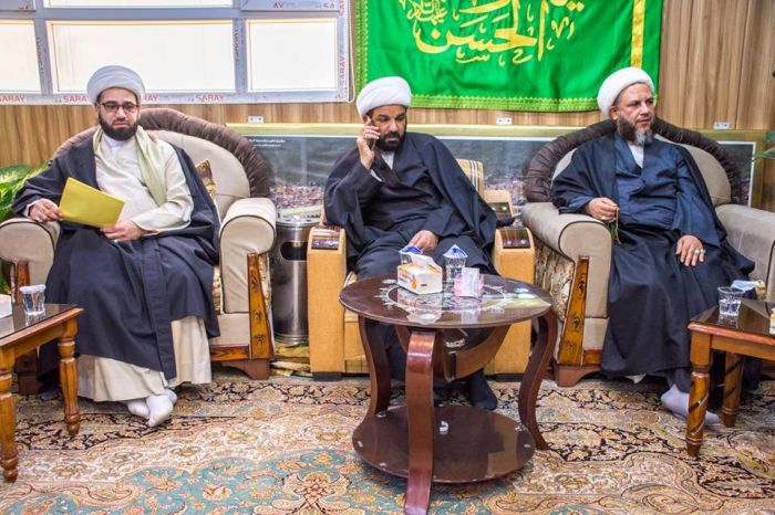 سماحة الشيخ رؤوف الفتلاوي (دام عزه) يستقبل رئيس اللجنة العليا للحشد الشعبي ونائب الأمين العام للمزارات الشيعية الشريفة وقائد شرطة بابل.