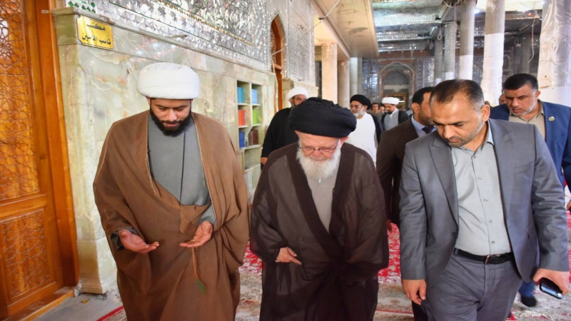 المرجع الديني السيد الزنجاني في ضيافة ريحانة المجتبى (عليهما السلام)