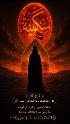 نعزي الأمّة الإسلاميّة بذكرى وفاة السيدة سكينة بنت الإمام الحسين وعزيزته (عليهما السلام) في ٥ ربيع الأول ١١٧هـ