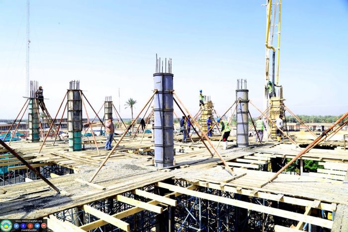 تستمر شركة وهج الرعد العراقيه بأعمالها بصب الأعمدة الرفعة الأخيرة لأعمدة الحرم المطهر/ المقطع (A ) ،