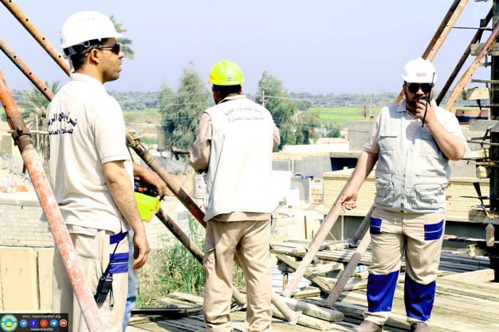 تستمر شركة وهج الرعد العراقيه بأعمالها بصب الأعمدة الرفعة الأخيرة لأعمدة الحرم المطهر/ المقطع (A ) ،