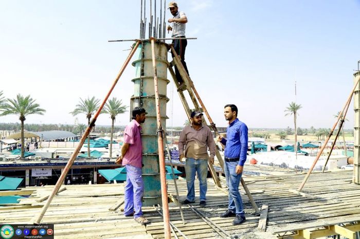 تستمر شركة وهج الرعد العراقيه بأعمالها بصب الأعمدة الرفعة الأخيرة لأعمدة الحرم المطهر/ المقطع (A ) ،