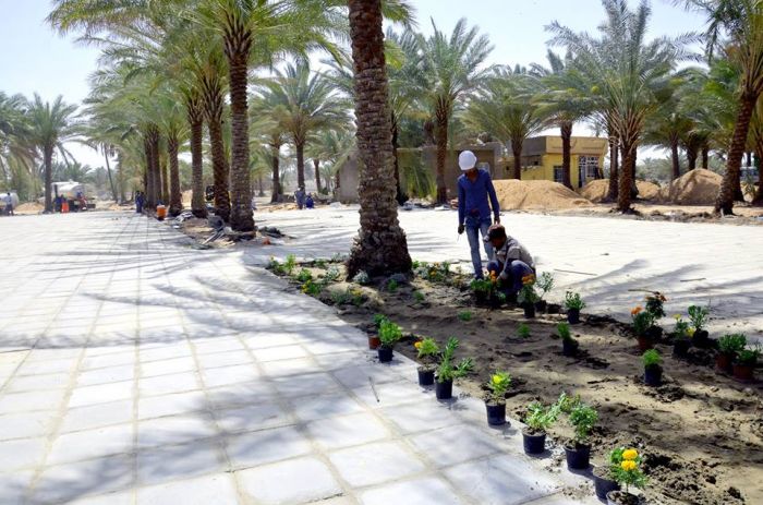 تواصل الشعبة الهندسية والصيانة والزراعة في أعمالها ضمن مشروع الإعمار والتوسعة