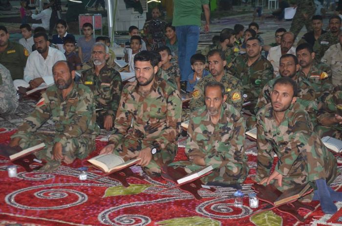 أقام مركز علوم القرآن الكريم محفلاً قرآنياً ترحماً على أرواح الشهداء من الحشد الشعبي وقوى الأمن في صحن السيدة أم البنين (عليهما السلام) .