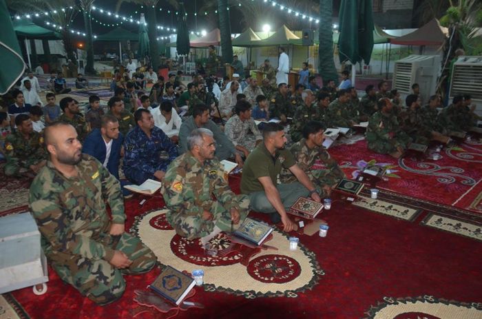 أقام مركز علوم القرآن الكريم محفلاً قرآنياً ترحماً على أرواح الشهداء من الحشد الشعبي وقوى الأمن في صحن السيدة أم البنين (عليهما السلام) .