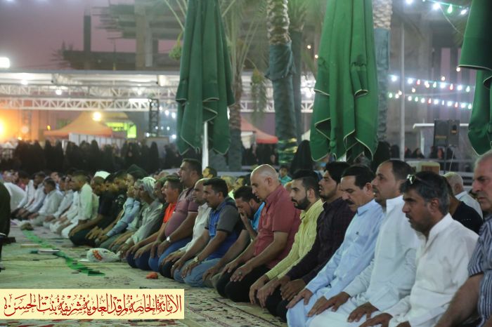 أُقِيمت صلاة الجماعة العِبادية في الصحن الشريف لمرقد العلوية شريفة بنت الإمامُ الحَسن المُجتبى (عليهما السلام )