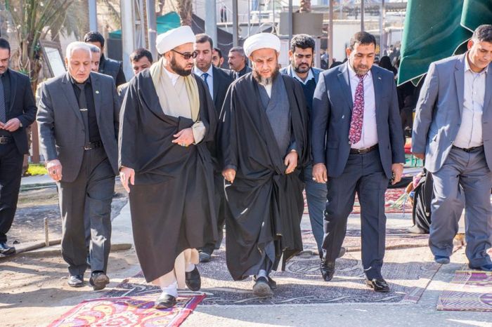 سماحة الشيخ رؤوف الفتلاوي (دام عزه) يستقبل رئيس اللجنة العليا للحشد الشعبي ونائب الأمين العام للمزارات الشيعية الشريفة وقائد شرطة بابل.