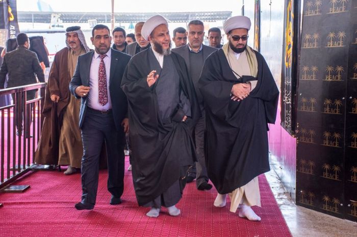 سماحة الشيخ رؤوف الفتلاوي (دام عزه) يستقبل رئيس اللجنة العليا للحشد الشعبي ونائب الأمين العام للمزارات الشيعية الشريفة وقائد شرطة بابل.