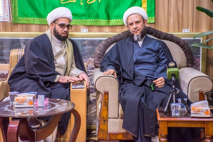 سماحة الشيخ رؤوف الفتلاوي (دام عزه) يستقبل رئيس اللجنة العليا للحشد الشعبي ونائب الأمين العام للمزارات الشيعية الشريفة وقائد شرطة بابل.