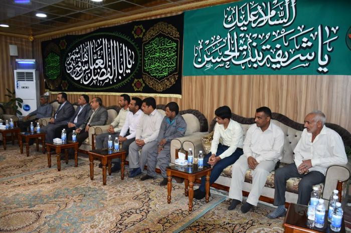 الأمينُ الخاص لمَرقد العَلويَّة شَريفة بنت الإمامُ الحَسن المجتبى(عليهما السلام) يستقبل منتسبي الوجبة المسائية