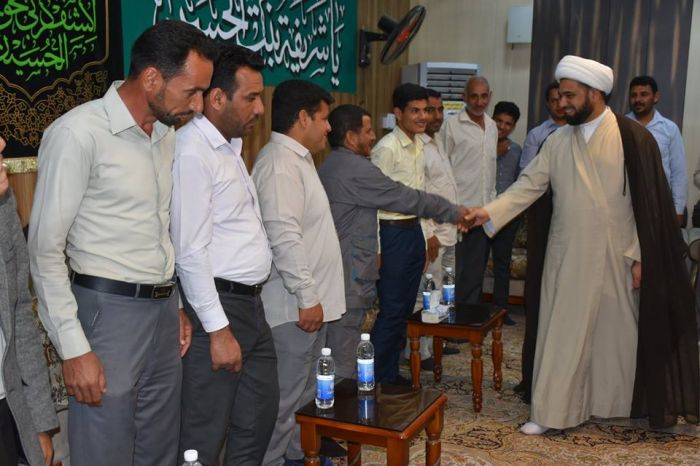 الأمينُ الخاص لمَرقد العَلويَّة شَريفة بنت الإمامُ الحَسن المجتبى(عليهما السلام) يستقبل منتسبي الوجبة المسائية