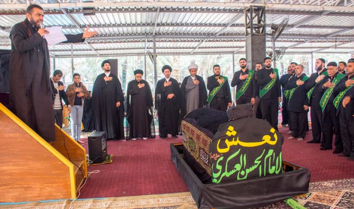 اقامت الامانة الخاصة لمرقد العلوية الشريفة بنت الامام الحسن ( ع ) تشييعاً رمزياً لنعش الأمام الحسن العسكري ( عليه السلام) .