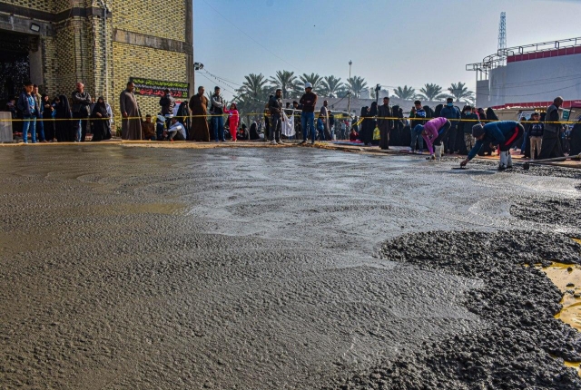 الامانة الخاصة لمرقد الشريفة بنت الحسن المجتبى مستمرة بأعمالها العمرانية داخل المرقد الشريف