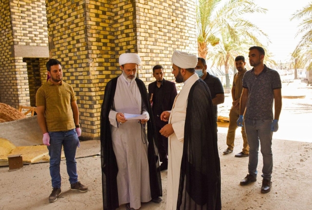 سماحة الشيخ عبد الساده الجابري يتفقد المشاريع العمرانية داخل المرقد الشريف