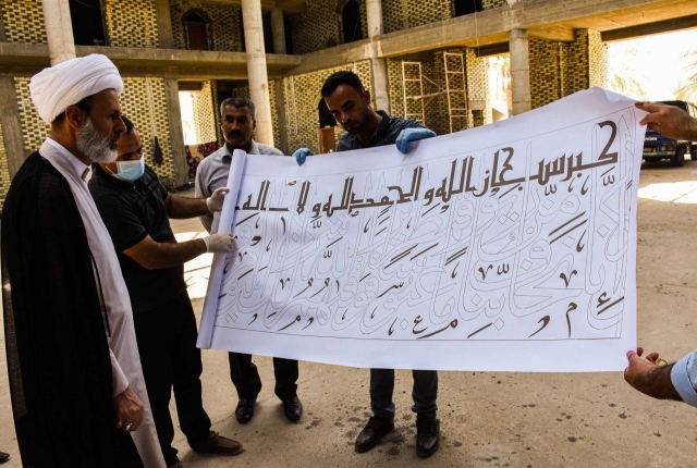 سماحة الشيخ عبد الساده الجابري يتفقد المشاريع العمرانية داخل المرقد الشريف