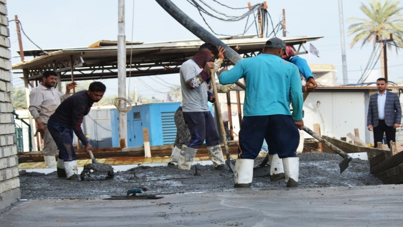 صب الصحن الخارجي للجهة الشمالية والغربية