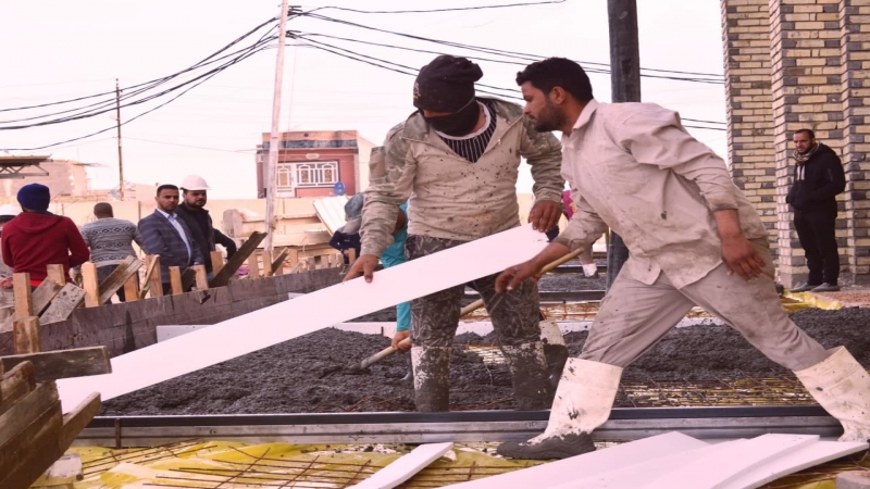صب الصحن الخارجي للجهة الشمالية والغربية