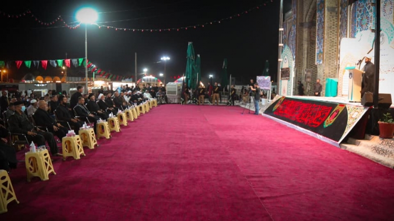 رفع راية الحزن والاسى على قبة شهيدة الركب الحسيني العلوية الشريفة بنت الحسن المجتبى (ع)