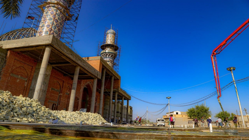 أنجازٌ مُتَوَاصِلٌ فِي الْحَرَكَةِ العُمْرَانِيَّة فِي الْمَرْقَدِ الشَّرِيف