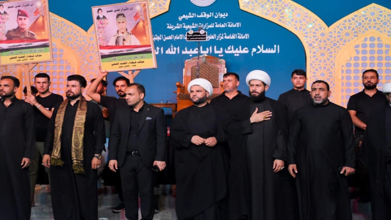 الأمانة الخاصة لمرقد المطهر تستقبل موكب شهداء الحشد الشعبي