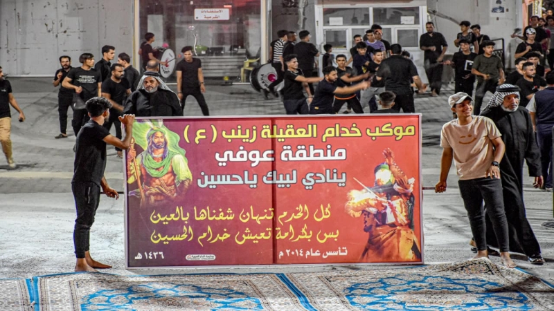 استمرار توافد المواكب المعزية لمرقد شهيدة الركب الحسيني العلوية الشريفة بنت الامام الحسن المجتبى