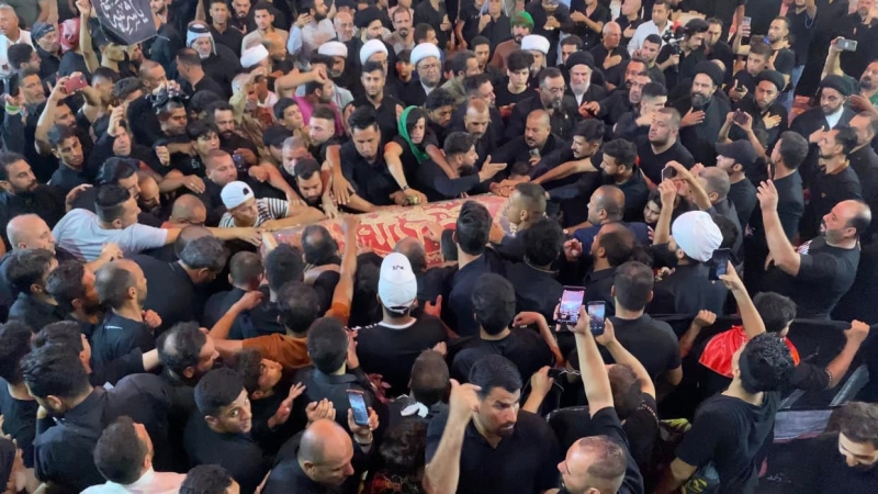مراسيم تشيع النعش الرمزي السنوي بذكرى استشهاد السيده الشريفة بنت الامام الحسن (ع)