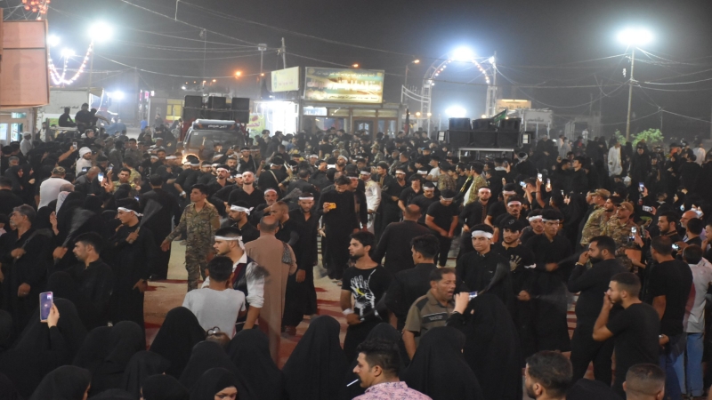 استمرار توافد المعزين والمواكب الحسينية بذكرى شهادة طبيبة المعلولين العلوية الشريفة بنت الامام الحسن المجتبى (ع)