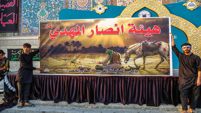 توافد المواكب المعزية لمرقد شهيدة الركب الحسيني العلوية الشريفة بنت الامام الحسن المجتبى (ع)