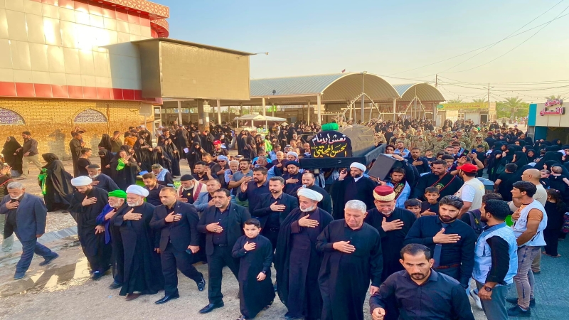 الأمانة الخاصة تشيع النعش الرمزي لمولانا الإمام الحسن المجتبى في حرم ريحانته الشريفة