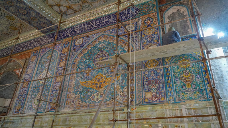 الْأَمَانَة الْخَاصَّة للمرقد الْمُطَهِّر تُوَاصِل إنجازاتها العُمْرَانِيَّة فِي الْحَرَمِ الشَّرِيفِ