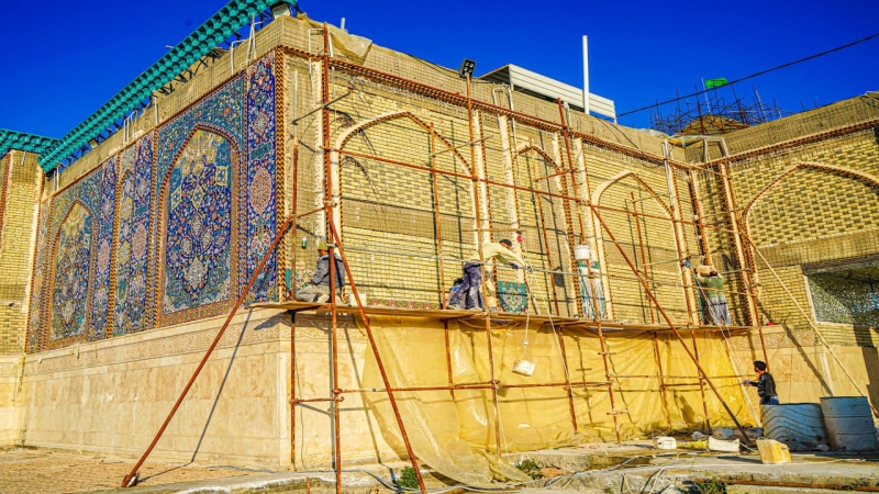 الْأَمَانَة الْخَاصَّة للمرقد الْمُطَهِّر تُوَاصِل إنجازاتها العُمْرَانِيَّة فِي الْحَرَمِ الشَّرِيفِ