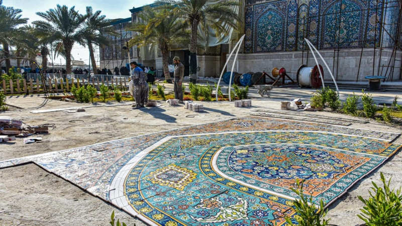 الْأَمَانَة الْخَاصَّة للمرقد الْمُطَهِّر تُوَاصِل إنجازاتها العُمْرَانِيَّة فِي الْحَرَمِ الشَّرِيفِ