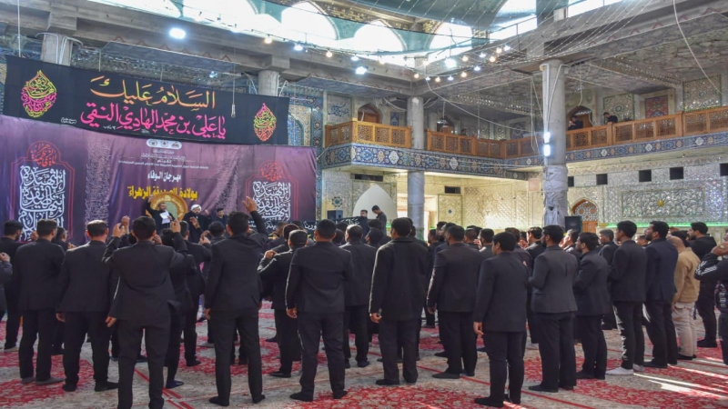 الأمانة الخاصة لمرقد الشريفة بنت الحسن (ع)تقيم مراسيم التشييع الرمزي لنعش الامام الهادي (ع)