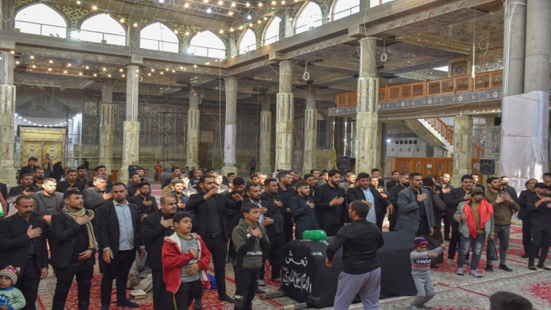 الأمانة الخاصة لمرقد الشريفة بنت الحسن (ع)تقيم مراسيم التشييع الرمزي لنعش الامام الهادي (ع)