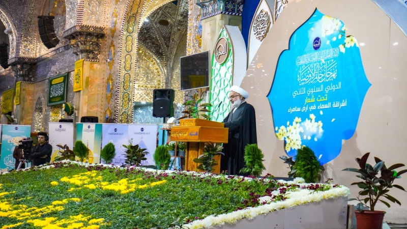 وفد الأمانة الخاصة لمرقد العلوية الشريفة بنت الحسن (ع) يحضر الاحتفالية المركزية لمهرجان خاتم الأوصياء الدولي