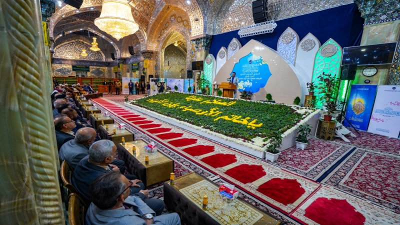 وفد الأمانة الخاصة لمرقد العلوية الشريفة بنت الحسن (ع) يحضر الاحتفالية المركزية لمهرجان خاتم الأوصياء الدولي