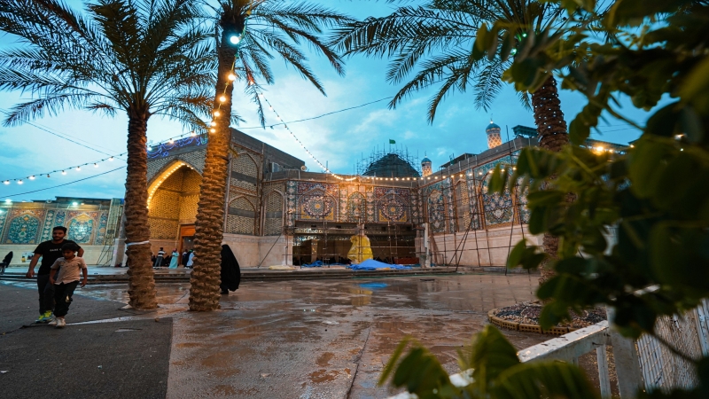 زخات المطر تهطل على ضريح السيدة الشريفة بنت الامام الحسن المجتبى (عليهما السلام)