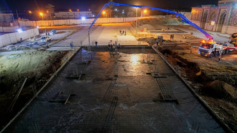 الكوادر الهندسية والفنية تواصل النهار بالليل لأكمال مشروع أواوين المرقد الشريف