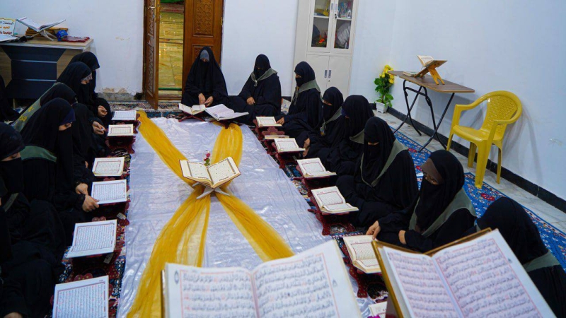 استمرار اقامة الختمة القرانية الرمضانية المرتلة النسوية في مرقد الشريفة بنت الامام الحسن المجتبى (ع)