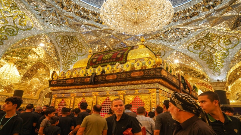 توافد المعزين والمواكب المعزيه الى السيدة الشريفة بنت الامام الحسن المجتبى(عليهما السلام)بذكرى استشهاد ابيها الامام الحسن المجتبى ع