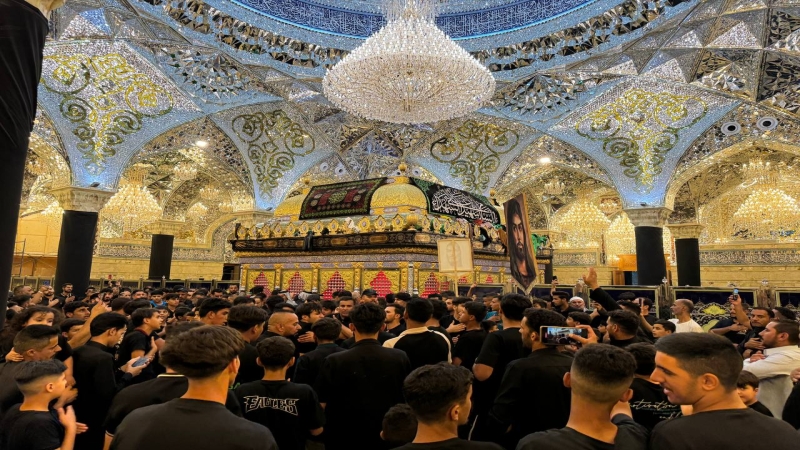 توافد المعزين والمواكب المعزيه الى السيدة الشريفة بنت الامام الحسن المجتبى(عليهما السلام)بذكرى استشهاد ابيها الامام الحسن المجتبى ع