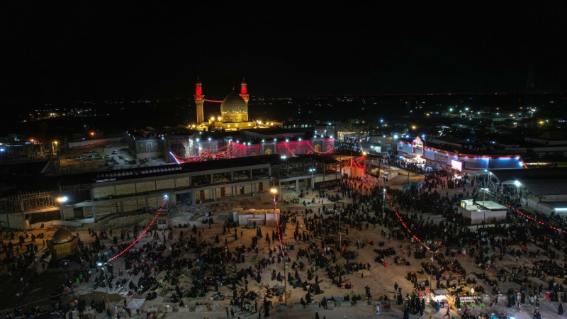 توافد المعزين والمواكب المعزيه الى السيدة الشريفة بنت الامام الحسن المجتبى(عليهما السلام)بذكرى استشهاد ابيها الامام الحسن المجتبى ع
