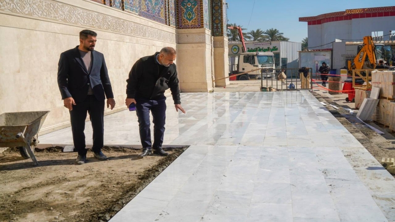 عمل دؤوب وهمة عالية يتصف بها العاملون في مشروع الأعمار والتوسعة المباركة في مرقد سيدة الشفاء