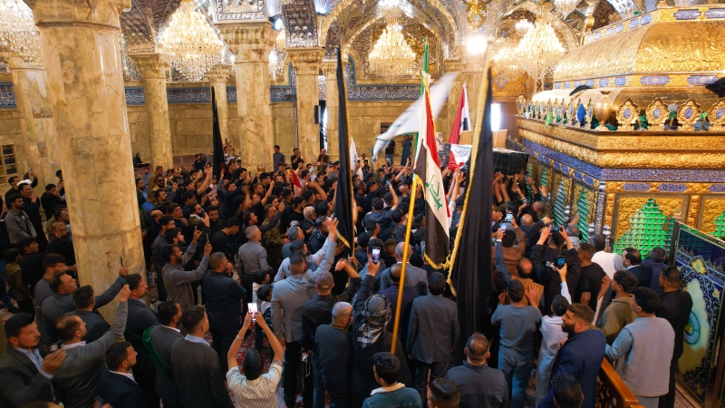 مراسيم استقبال وتشييع الشهيد احمد حامد بعد أن أوصى بوصيته بأن يوصلوا بجنازته للسيدة الشريفة بنت الإمام الحسن المجتبى