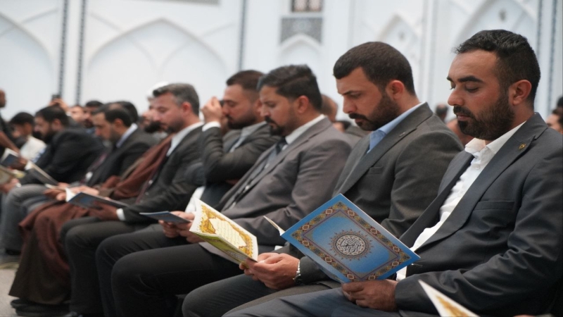 وفد الأمانة الخاصة لمرقد العلوية الشريفة بنت الامام الحسن (ع) يشارك في مجلس فاتحة المرجع الديني اية الله العظمى سماحة الشيخ محمد الفياض